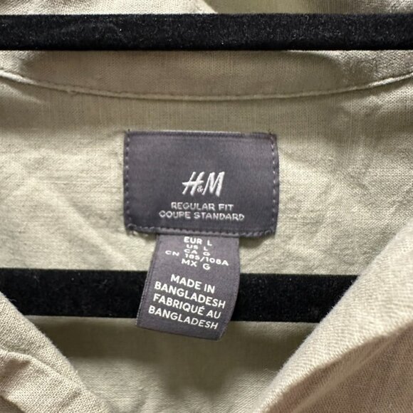 H&M Camp Summer Shirt in Green, Size L - Picture 2 of 3